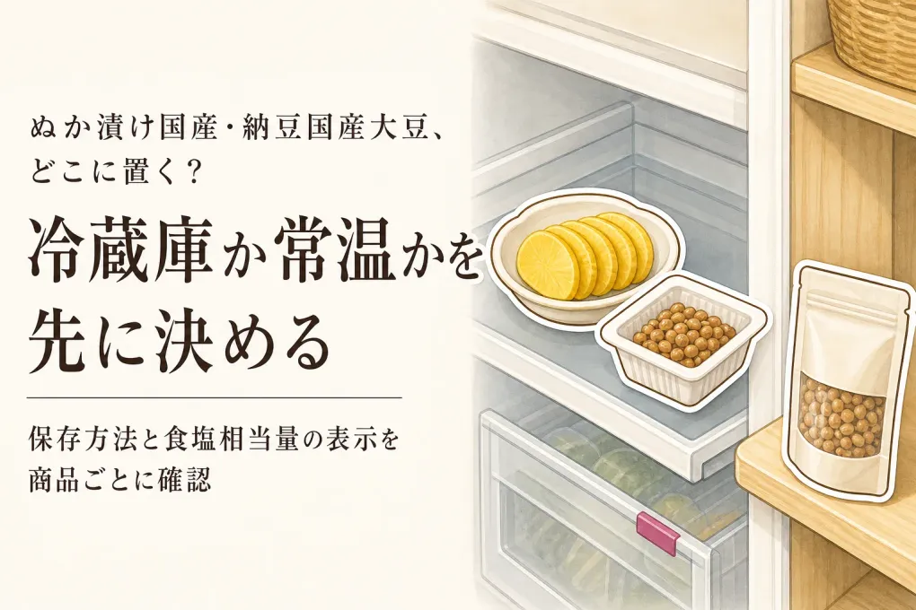 年末年始の外食前に、ぬか漬け国産・納豆国産大豆を選ぶ｜塩分表示と冷蔵庫の置き場所